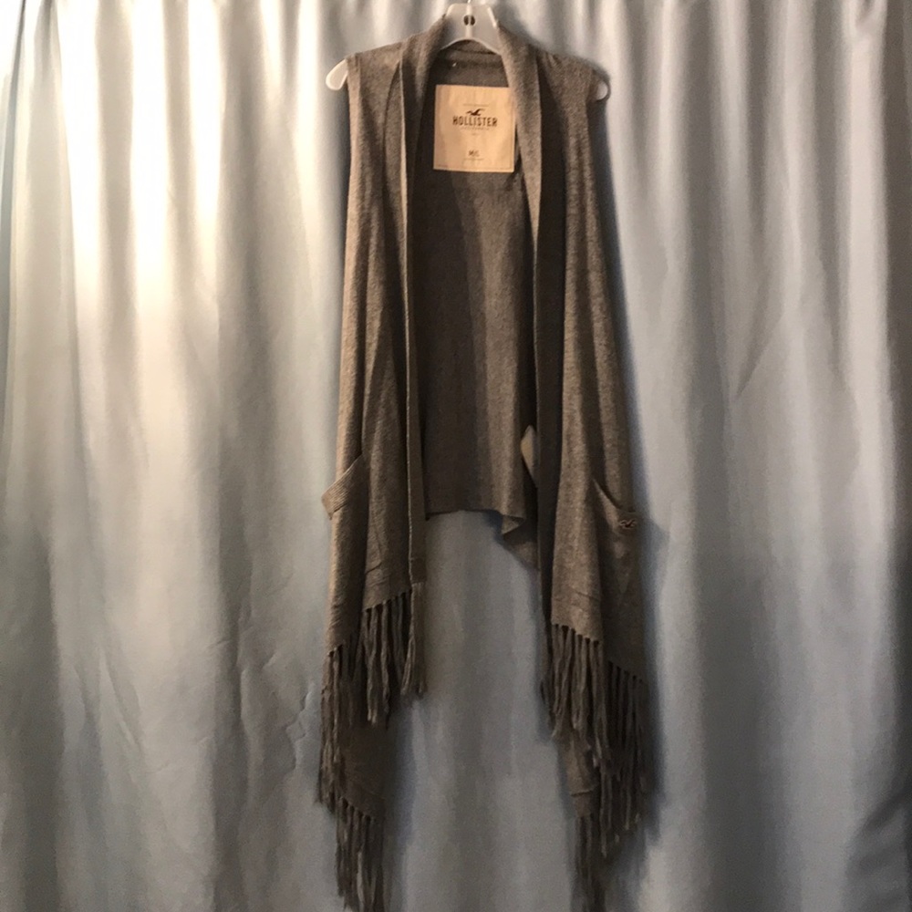 Grey Sleeveless Cardigan